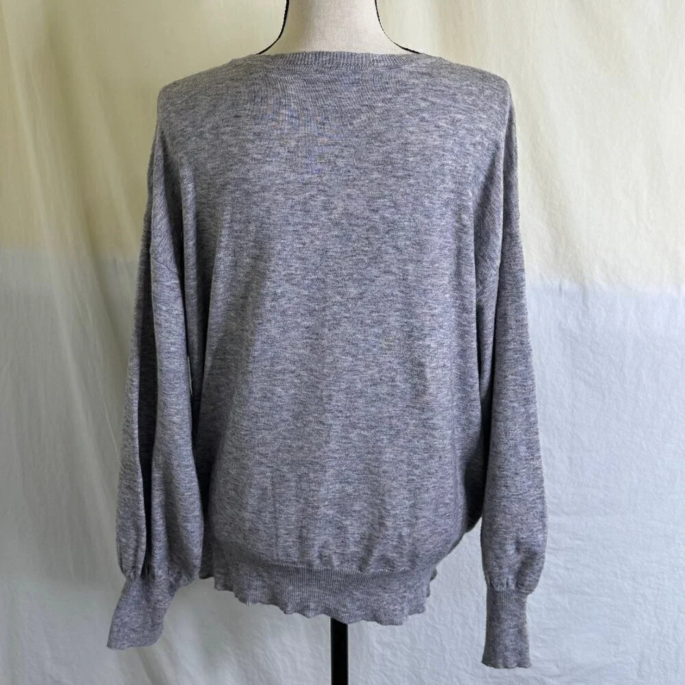 Ella Moss Women's Puff Sleeve Lightweight Gray Sweater Juniors Size XXL  * - Picture 4 of 9